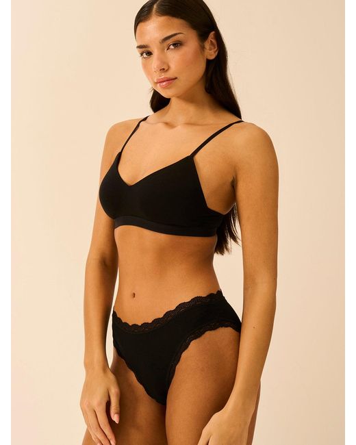 Stripe & Stare Black Mid Rise High Leg Knicker
