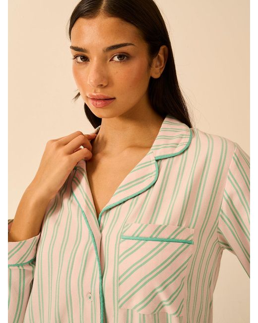 Stripe & Stare Natural Soft Brushed Woven Pyjama Top