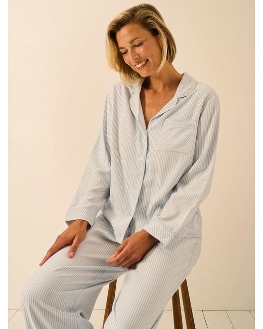 Stripe & Stare Natural Soft Brushed Woven Pyjama Top