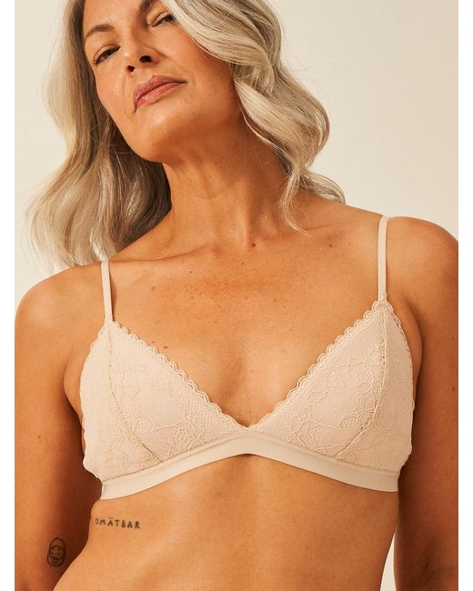 Stripe & Stare Brown Eco Lace Padded Triangle Bra