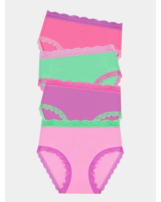 Stripe & Stare Pink High Rise Knicker Four Pack