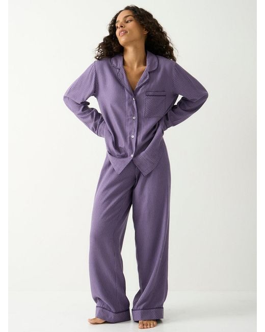 Stripe & Stare Purple Soft Brushed Woven Pyjama Top