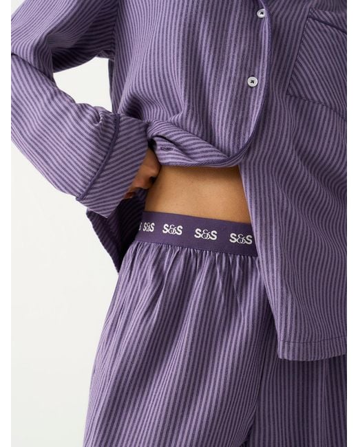 Stripe & Stare Purple Soft Brushed Woven Pyjama Bottoms
