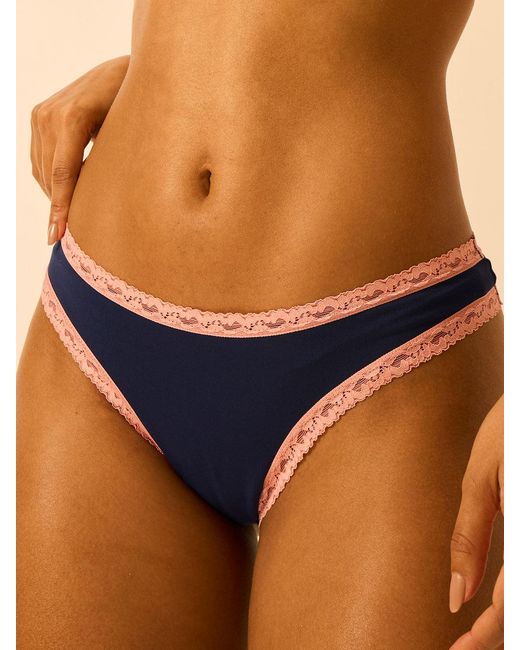 Stripe & Stare Blue Thong Four Pack