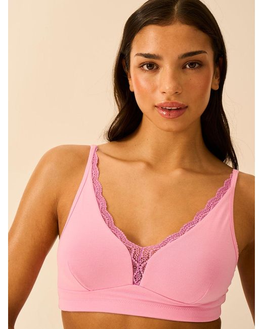Stripe & Stare Pink Lace Plunge Bra