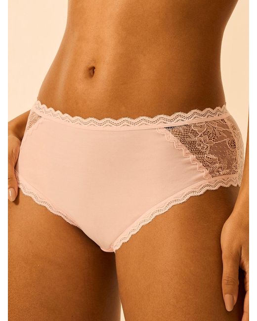 Stripe & Stare Pink Eco Lace High Rise Knicker Four Pack