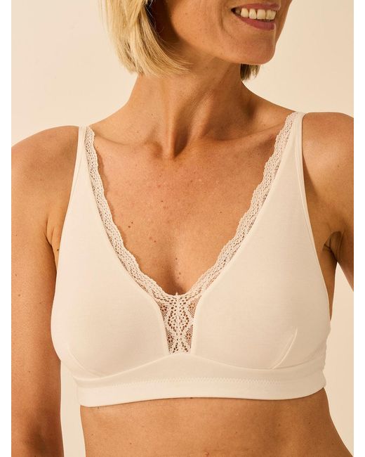 Stripe & Stare Natural Lace Plunge Bra