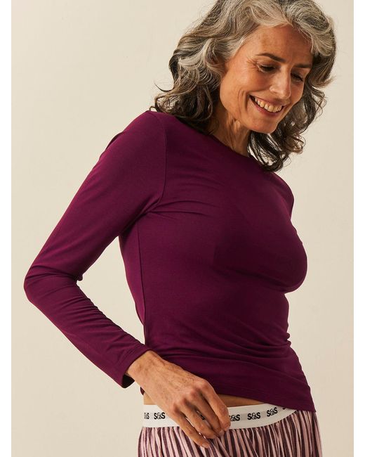 Stripe & Stare Purple Long Sleeve Under Layer Top