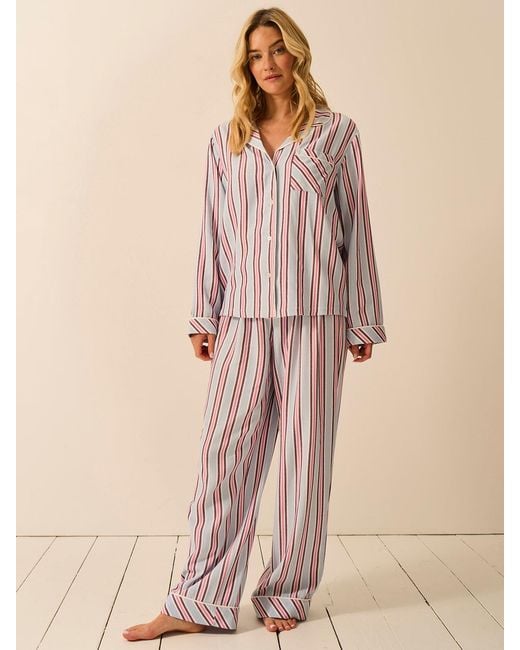 Stripe & Stare Natural Soft Brushed Woven Pyjama Top