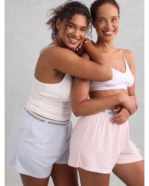 Stripe & Stare Blue Soft Brushed Woven Pyjama Shorts