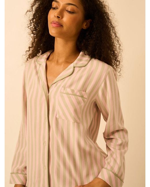 Stripe & Stare Brown Soft Brushed Woven Pyjama Top