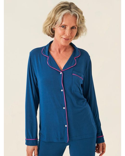 Stripe & Stare Blue Midnight Raspberry TENCEL™ Long Pyjama Set