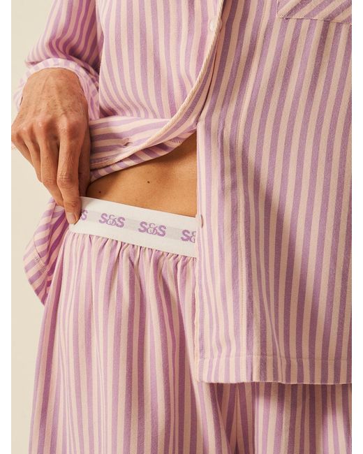 Stripe & Stare Pink Soft Brushed Woven Pyjama Shorts