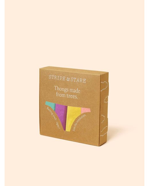 Stripe & Stare Yellow Thong Four Pack