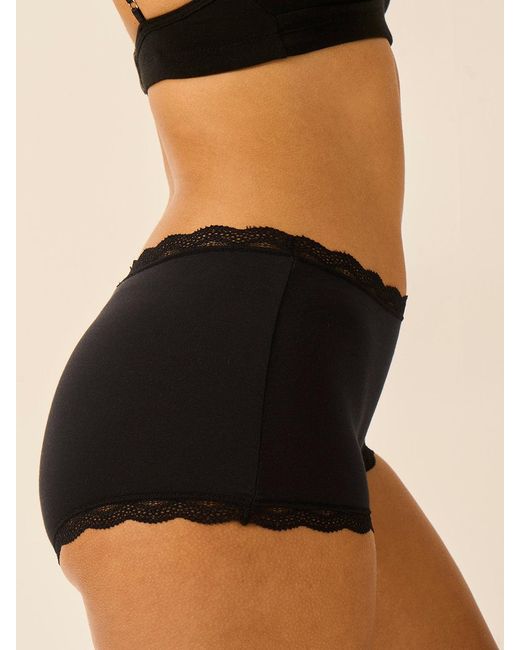 Stripe & Stare Black Lace Trim Hipster Knickers