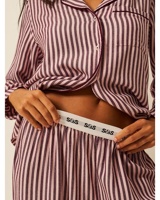 Stripe & Stare Brown Soft Brushed Woven Pyjama Top