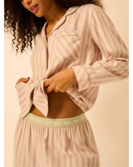 Stripe & Stare Brown Soft Brushed Woven Pyjama Top
