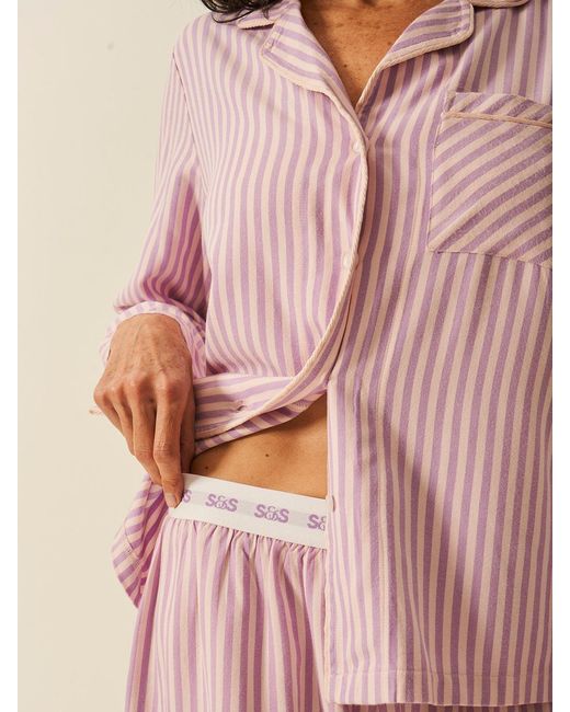Stripe & Stare Pink Soft Brushed Woven Pyjama Top