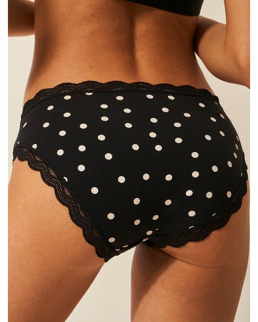 Stripe & Stare Black Vintage Spot Lace Trim Knickers