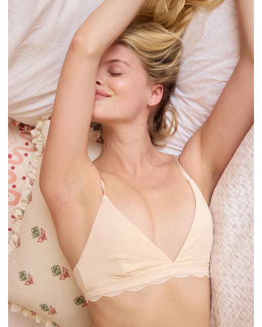 Stripe & Stare White Triangle Lace Bra