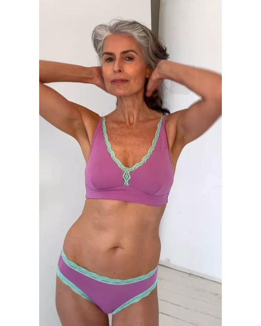 Stripe & Stare Purple Lace Plunge Bra