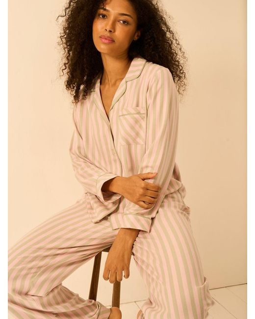 Stripe & Stare Brown Soft Brushed Woven Pyjama Top