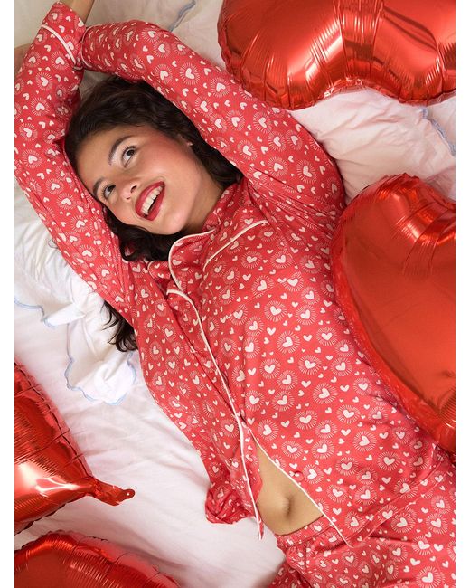 Stripe & Stare Red Long Pyjama Set