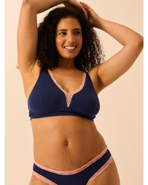 Stripe & Stare Blue Lace Plunge Bra
