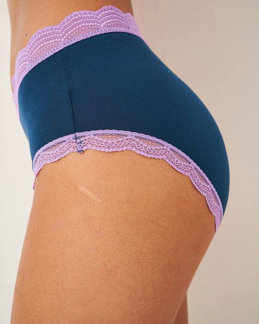 Stripe & Stare Blue Midnight Neon Purple High Rise Knickers