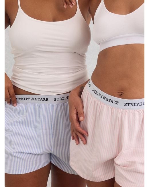 Stripe & Stare Blue Soft Brushed Woven Pyjama Shorts