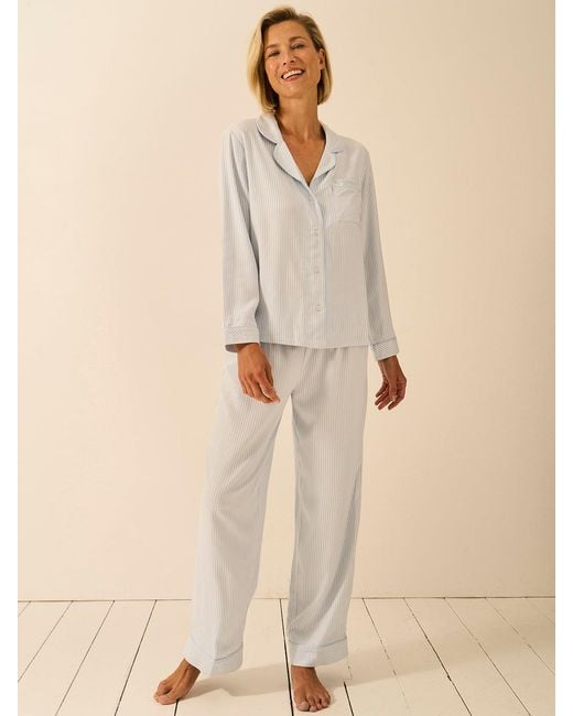 Stripe & Stare Natural Soft Brushed Woven Pyjama Top