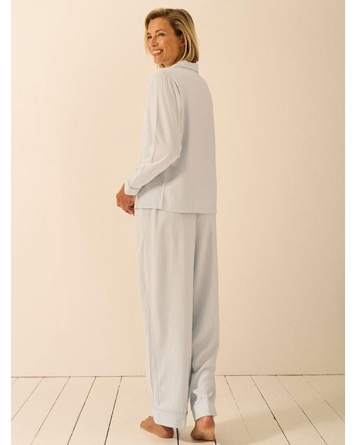 Stripe & Stare Natural Soft Brushed Woven Pyjama Top