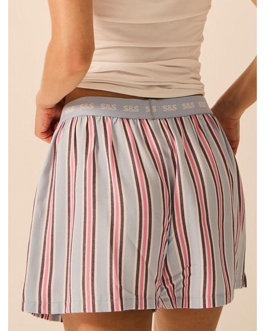 Stripe & Stare Pink Soft Brushed Woven Pyjama Shorts
