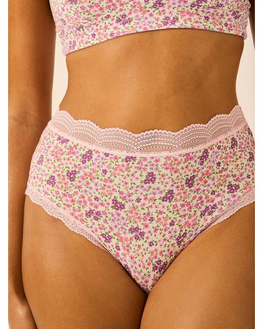 Stripe & Stare Pink High Rise Knicker Four Pack