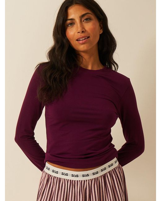 Stripe & Stare Purple Long Sleeve Under Layer Top