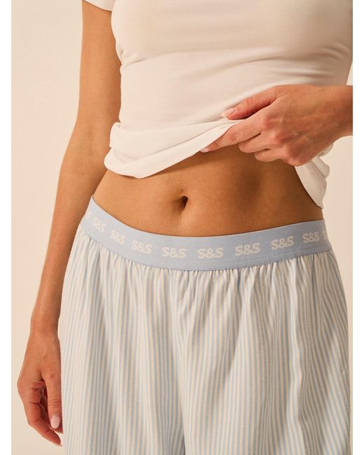Stripe & Stare Natural Soft Brushed Woven Pyjama Bottoms