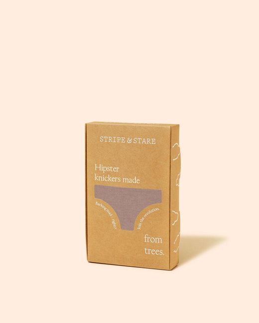 Stripe & Stare Brown Taupe Hipster Knickers Soft Underwear