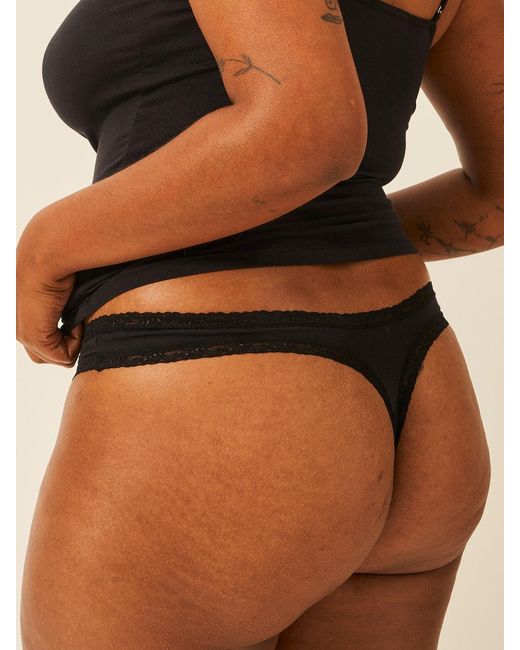 Stripe & Stare Black Thong Four-Pack