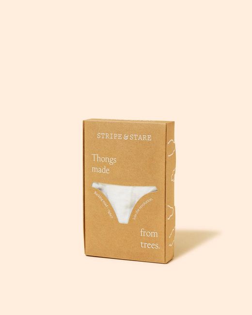 Stripe & Stare White Thong