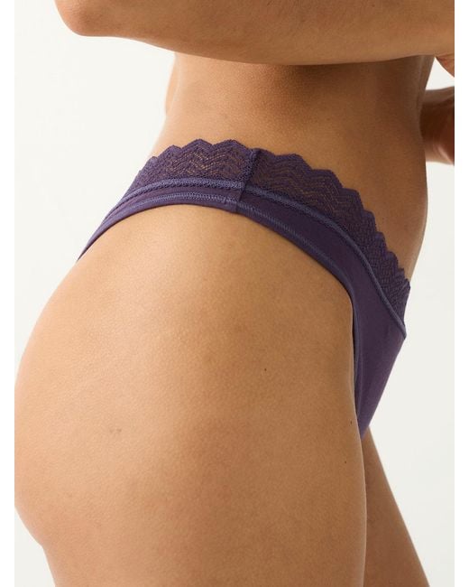 Stripe & Stare Blue Zigzag Lace Thong