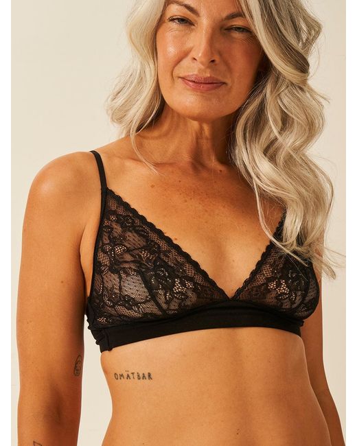 Stripe & Stare Black Eco Lace Triangle Bra
