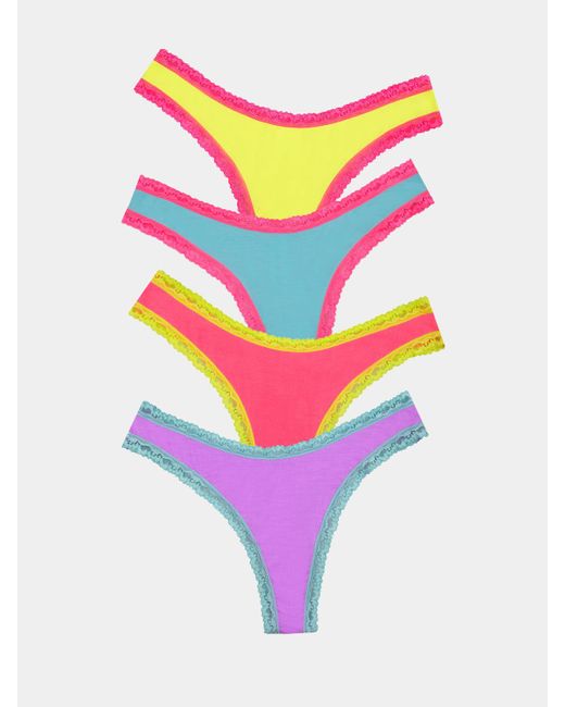 Stripe & Stare Multicolor Thong Four Pack