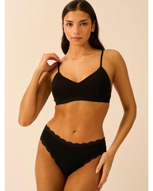 Stripe & Stare Black Mid Rise High Leg Knicker