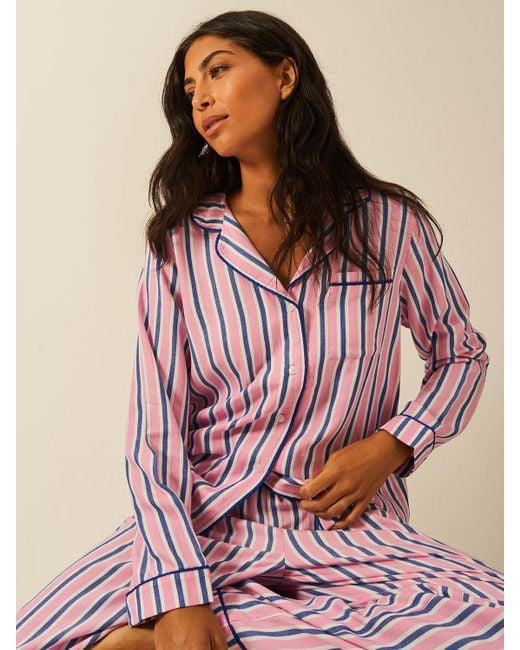 Stripe & Stare Pink Soft Brushed Woven Pyjama Top
