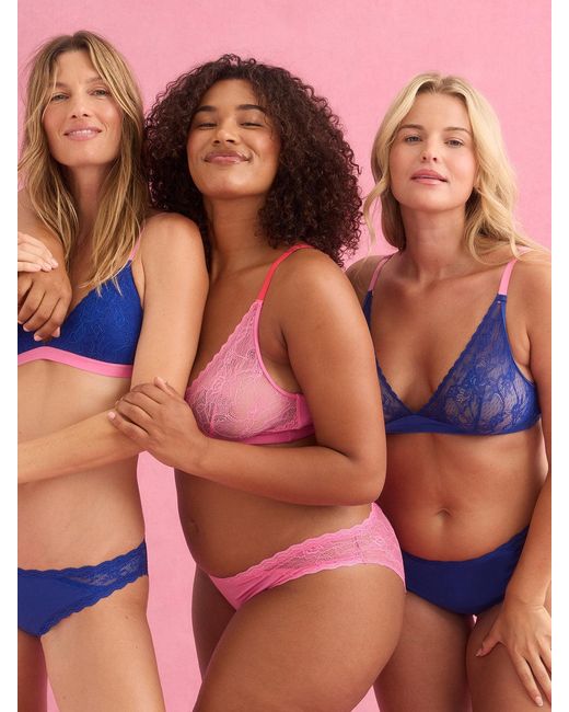 Stripe & Stare Blue Eco Lace Triangle Bra