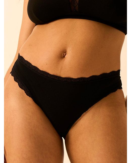 Stripe & Stare Black Mid Rise High Leg Knicker