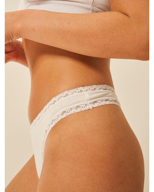 Stripe & Stare White Thong