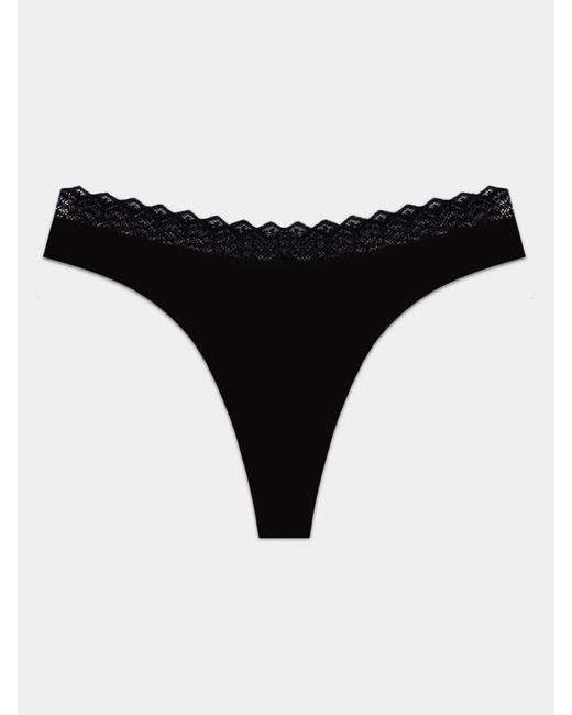 Stripe & Stare Black Zigzag Lace Thong