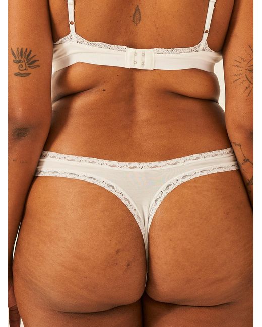 Stripe & Stare White Thong