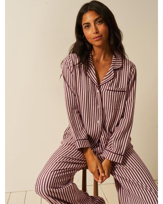 Stripe & Stare Brown Soft Brushed Woven Pyjama Top